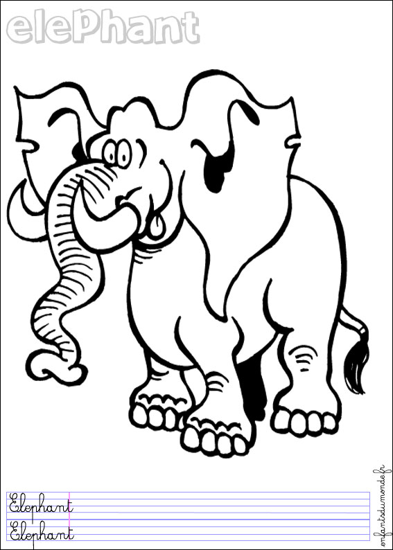 coloriage elephant 2
